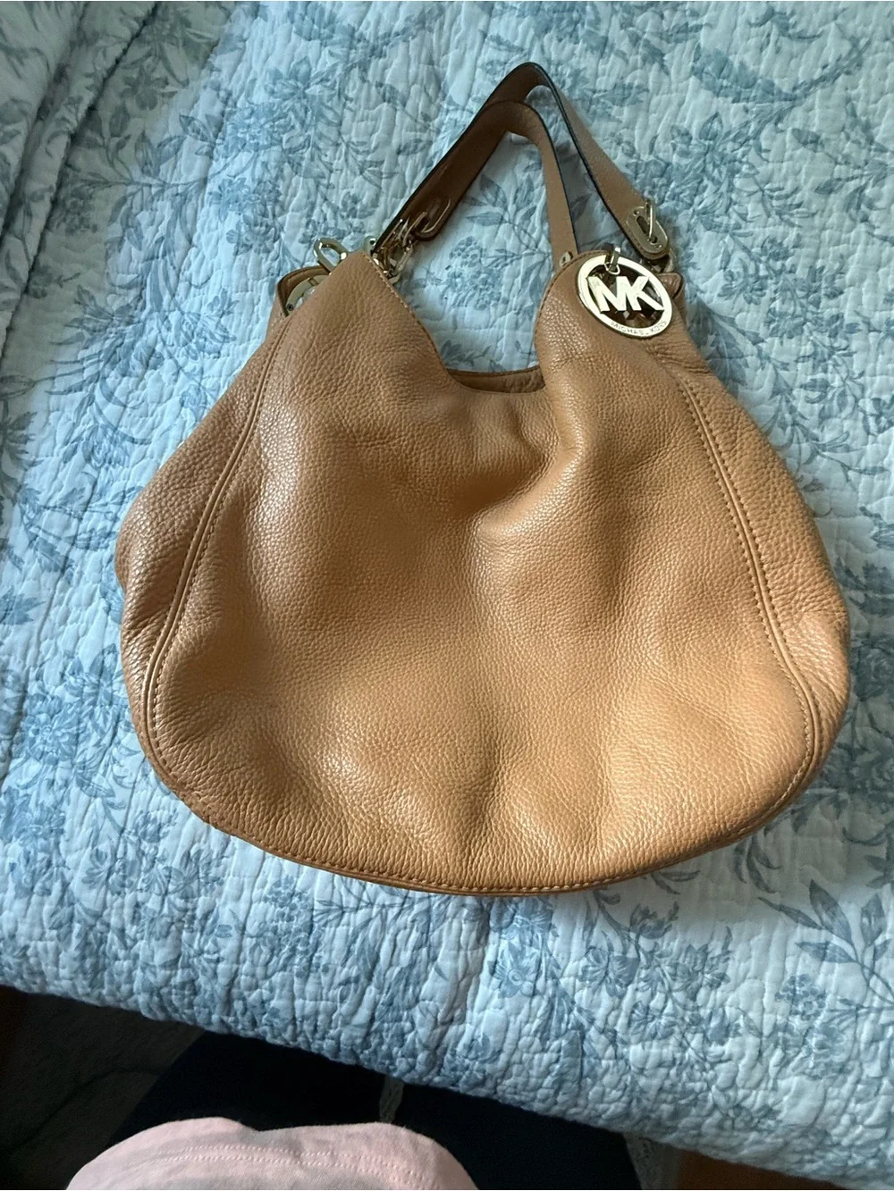 Michael Kors Cognac Pebbled Leather Hobo with Gold Hardware